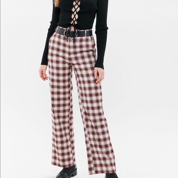 Urban Outfitters Elle Blue Plaid Straight Leg Pant - Picture 6 of 6